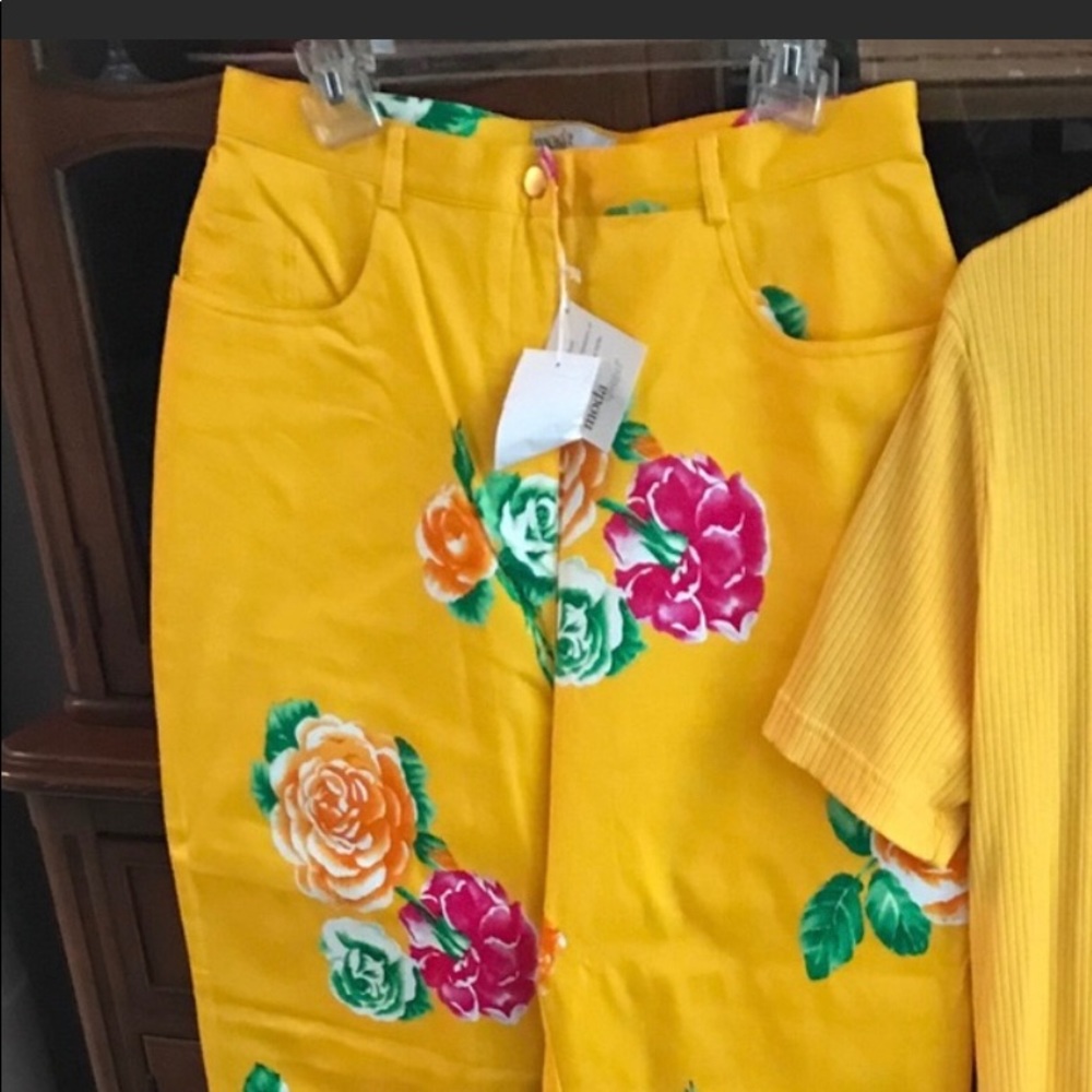 Floral Denim pants size 16